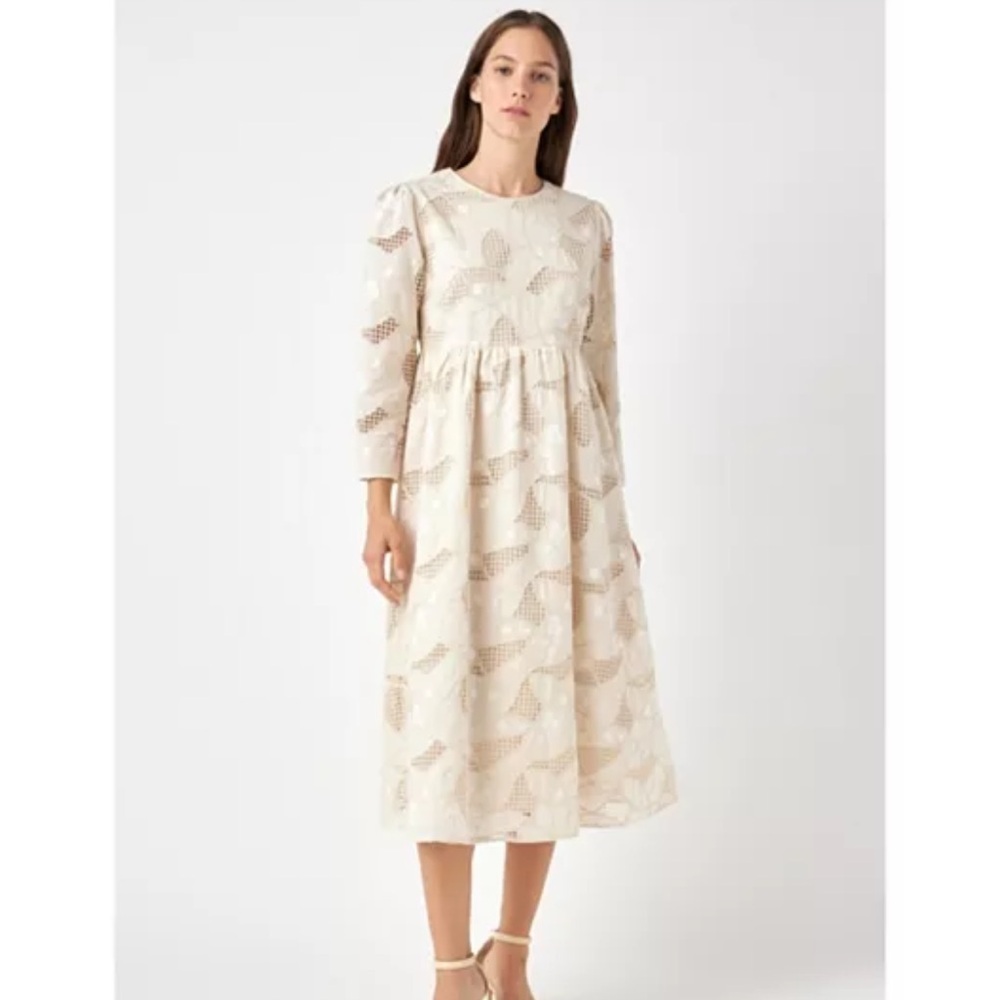 English Factory Cream Embroidered Eyelet Dress